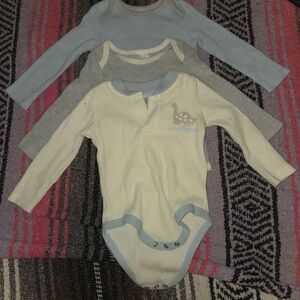 Baby Bodysuit Set - Cream, Gray, Blue
